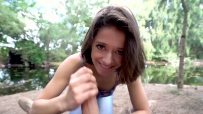 Izzy Bell has her tight pussy stretched by a thick dick