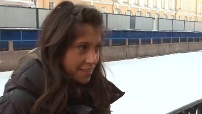 Lovely brunette fucks and goes deep throat