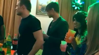 Naughty and pretty party girls share a dildo