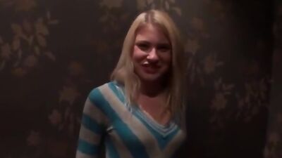 Blonde girl sex adventure in a cafe