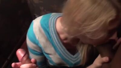 Blonde girl sex adventure in a cafe