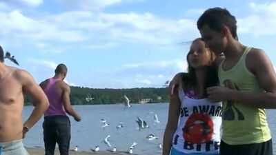 Nasty student sex friends openly fuck outdoors