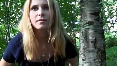 Blonde sexy girl naked in park