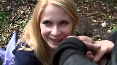 Blonde sexy girl naked in park