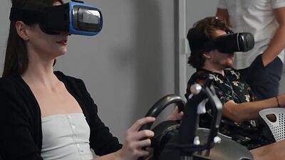 Skinny Shemale barebacked in classroom by driving tutor