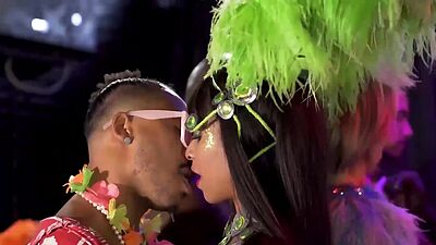 latina mouth stretched at our carnaval party