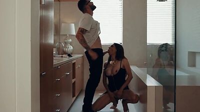 Transsexual beauty fucked by male cock in anal hole