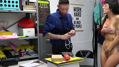 Skinny tattooed milf rides officers hard dick