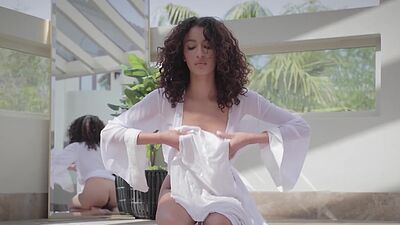 Gorgeous ebony babe Kyrah exposes her petite body with big ass for Playboy