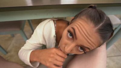 Stepsister giving her stepbrother a blowjob while on phone sex