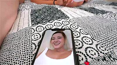 JC Wilds fucking her stepbrother while while doing phone sex