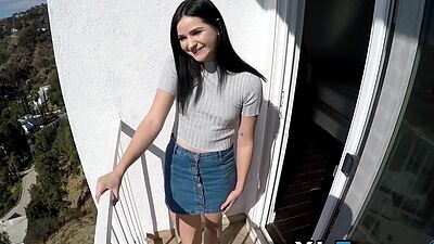 Naughty teenager throated before spreading legs