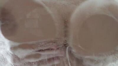 Curvy babe fresh outta shower gagging on cock