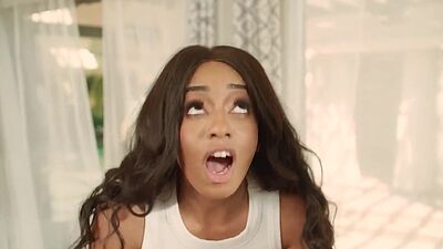 Ebony lesbian Lily Starfire and her petite GF having some fun on a cock