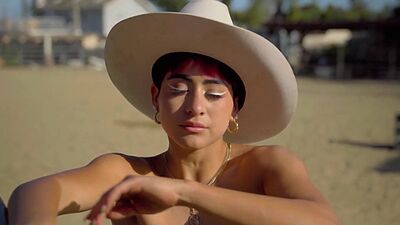 Super sexy naked latina muse Mia Valentine introducing her big natural tits