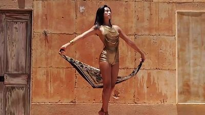 Glamorous latina muse Katherinne Sofia stripping and taking shower outdoor