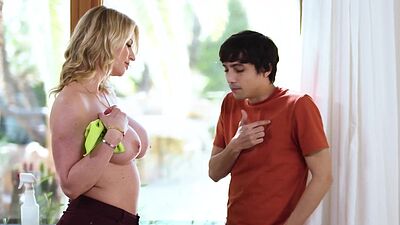 Curvy MILF Rachel Cavalli fucked by stepson Ricky Spanish