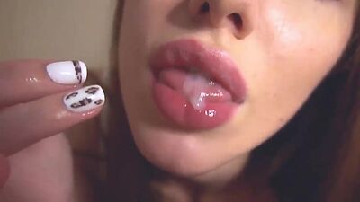 Cute Step Sister with Beautiful Legs did POV Sloppy Blowjob