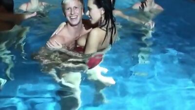 B-day college fuck party in the pool