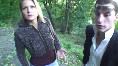Outdoor sex scene with a blonde