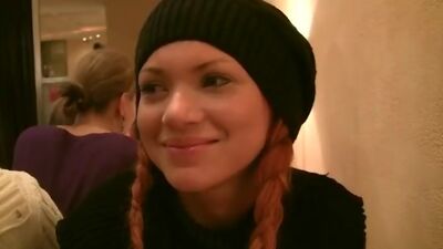 Redhead slut in public toilet fuck