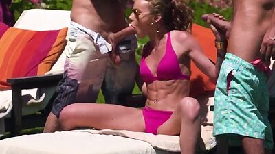 DP dirty bae fucked in threesome by two big white dicks