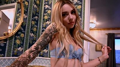 Teen blonde Junipr Keiko gives a hot striptease for Playboy showing all