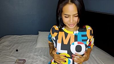 Cute big ass Asian teen dancing in hot lingerie before hot masturbation