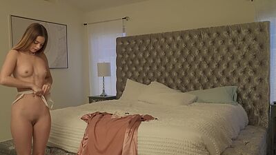 Tiny stepsister teen Molly Little caught snooping in her stepparents room