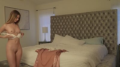 Tiny stepsister teen Molly Little caught snooping in her stepparents room