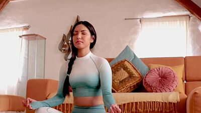 Petite Asian posed after workout and showed her stunning all natural body