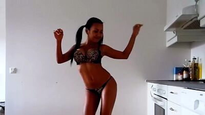 Big ass Asian teen posed while cooking and curvy teen showed sexy body