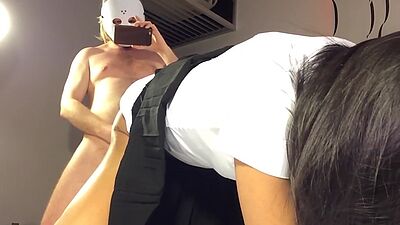 Cute Asian ladyboy girlfriend sucked big hard cock and enjoyed anal sex