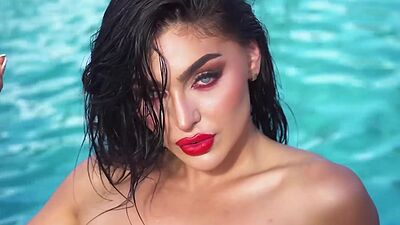 Stunning small tits teen model Emjay Rinaudo posed outdoor by the pool