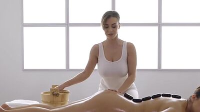 Oiled dirty lesbians love scissoring after rubbing titties