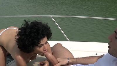 Busty girlfriend titfucking guy and having outdoor anal sex