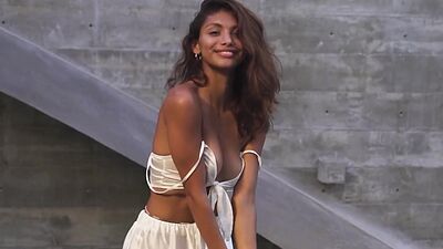 All natural Latina exposed stunning body during outdoor posing for Playboy