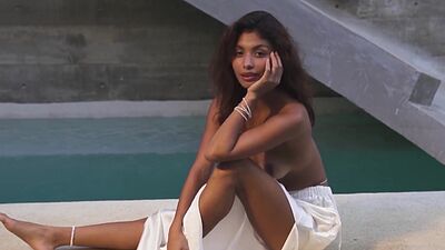 All natural Latina exposed stunning body during outdoor posing for Playboy