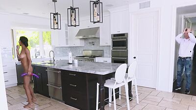 Sweet young ebony teenie gets her pussy drilled hardcore