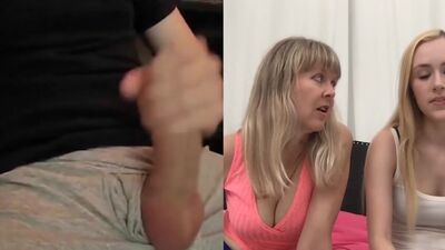 Mom and Step Daughter Watch Me Jerk Off on Cam