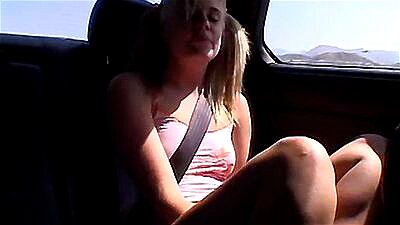 Little Summer goes solo masturbating in car