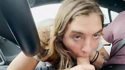 Sexy Petite Blonde Amateur Fucks in Tesla Autopilot