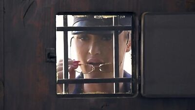 Busty police babe fucked in hairy pussy after cocksucking