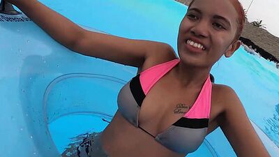 Petite small titted amateur Thai teen Cherry dildoed her hungry asian pussy