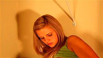 Horny petite teen toying her tight pussy