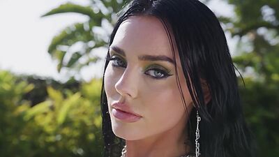 Hot big tits MILF model Kaitlynn Anderson outdoor posing for the Playboy