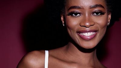 Skinny naked ebony babe Alicia reveals her black pussy in the bathtube