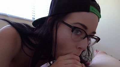 Wet stepsister sucking stepbrothers cock before he fucked and recorded her