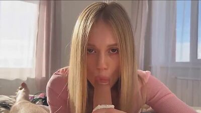 Stepsister Jerked off with her Panties Cum on Face
