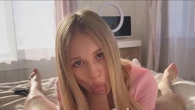 Stepsister Jerked off with her Panties Cum on Face